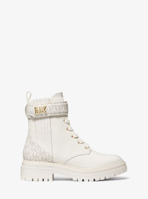 Stark Logo and Leather Combat Boot | Michael Kors Canada