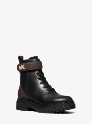 Stark Logo and Leather Combat Boot | Michael Kors