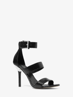 Amal Snake Embossed Leather Sandal Michael Kors