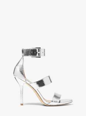 Amal Metallic Snake Embossed Leather Sandal | Michael Kors [US]