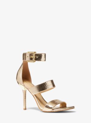 Amal Metallic Snake Embossed Leather Sandal | Michael Kors