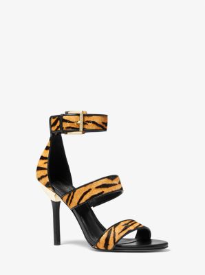 Amal Tiger Print Calf Hair Sandal