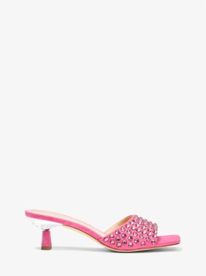 Amal Embellished Faux Suede Kitten Sandal