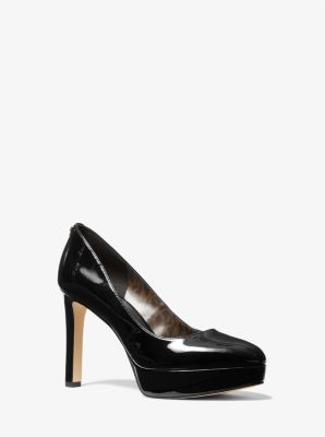 Michael Kors Tenley Empire Logo Embellished Leather Pump: BLK