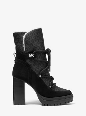 Bota Culver de nobuck y nailon con estampado de logotipos in NEGRO | Michael Kors
