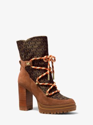 마이클 마이클 코어스 부츠 Michael Kors Culver Logo Print Nylon and Nubuck Boot