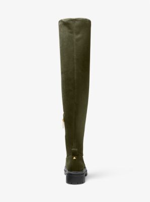 Cyrus Faux Stretch Suede Over-The-Knee Boot in OLIVE | Michael Kors