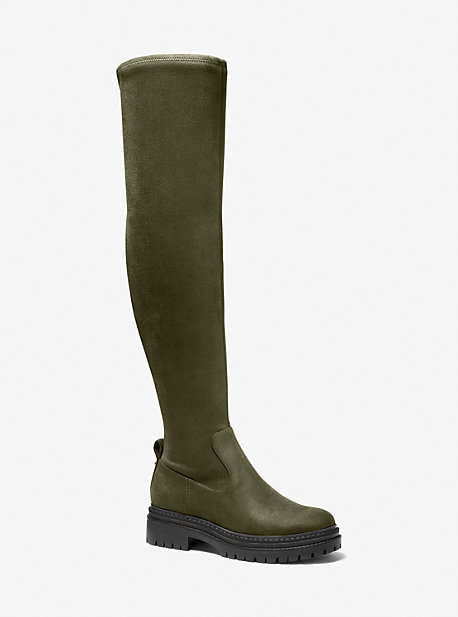 Michaelkors Cyrus Faux Stretch Suede Over-The-Knee Boot,OLIVE