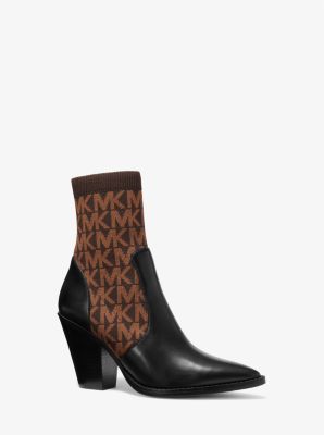 Dover Logo Stretch Knit and Leather Ankle Boot | Michael Kors Canada