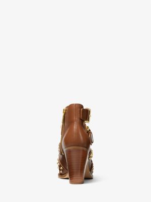 Dover Astor Stud Leather Ankle Boot in LUGGAGE | Michael Kors