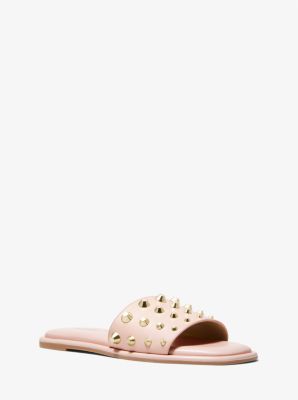 Shop Michael Kors Hayworth Astor Stud Slide Sandal In Pink