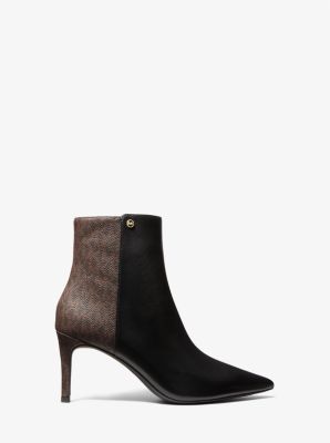 Alina Flex Leather and Logo Ankle Boot Michael Kors Canada