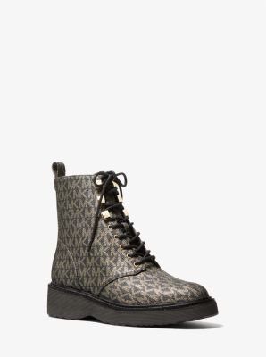 Michael Kors Kids Monogram-Print Lace-Up Boots