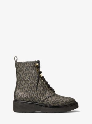 Michael Kors Kids Monogram-Print Lace-Up Boots