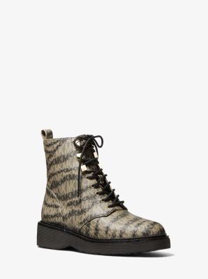 michael kors haskell combat boots leopard