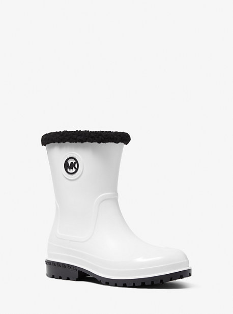 Michaelkors Montaigne Faux Shearling-Lined PVC Rain Boot,OPTIC WHITE/BLK