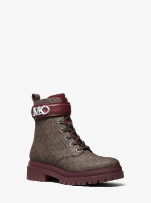 Parker Logo Combat Boot in MERLOT | Michael Kors