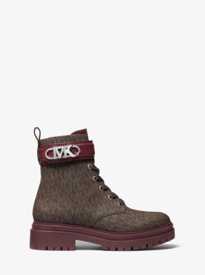 Parker Logo Combat Boot in MERLOT | Michael Kors