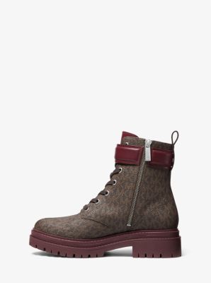 Parker Logo Combat Boot in MERLOT | Michael Kors