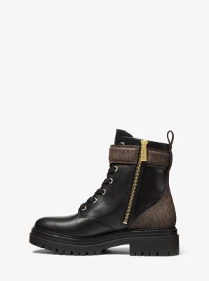 Parker Leather Combat Boot in BLK/BROWN | Michael Kors