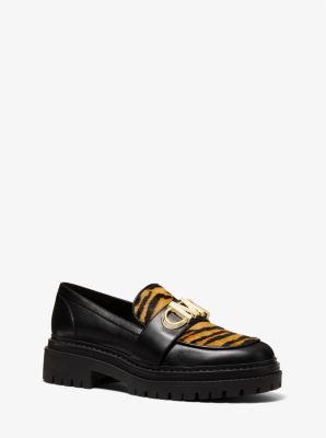 Parker Tiger Print Calf Hair and Leather Loafer Michael Kors