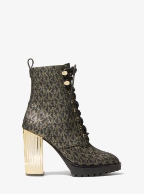 Porter Logo Lace-Up Boot in BLACK/GOLD | Michael Kors