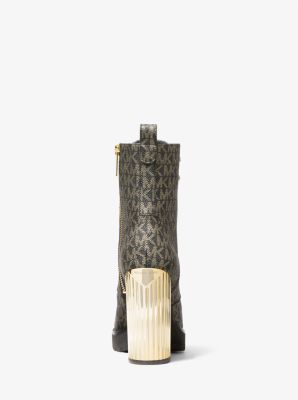 Porter Logo Lace-Up Boot in BLACK/GOLD | Michael Kors