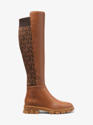 Ridley Leather and Logo Jacquard Knee Boot image number 1