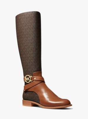 Reiterstiefel Rory aus Leder und Logostoff mit Verzierung in LUGGAGE | Michael Kors