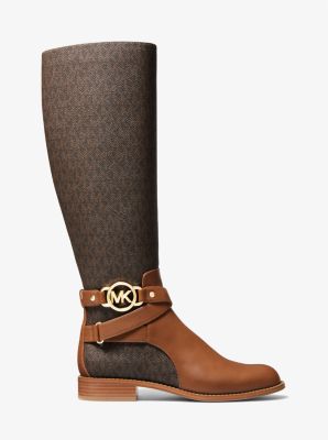 Reiterstiefel Rory aus Leder und Logostoff mit Verzierung in LUGGAGE | Michael Kors