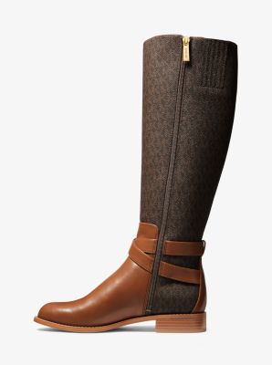 Reiterstiefel Rory aus Leder und Logostoff mit Verzierung in LUGGAGE | Michael Kors