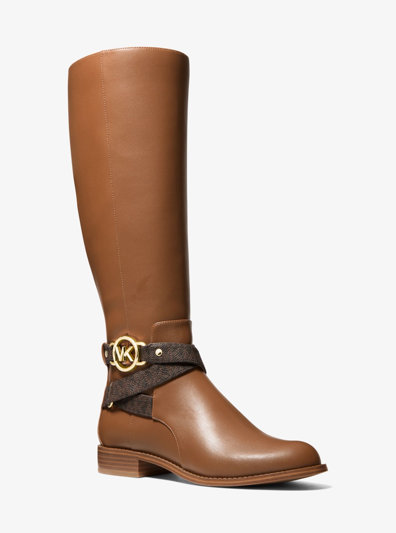 MK Rory Faux Leather and Logo Boot - Brown - Michael Kors