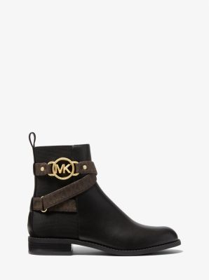 Michael kors black cheap boots with gold zipper