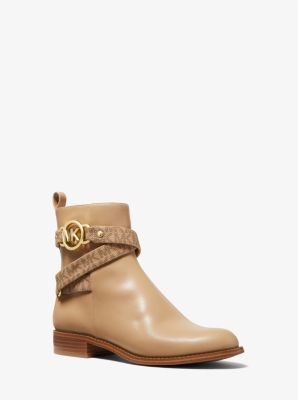 MICHAEL KORS PYTHON LEATHER ANKLE BOOTS Woman Camel