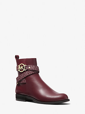 Michaelkors Rory Faux Leather and Logo Ankle Boot