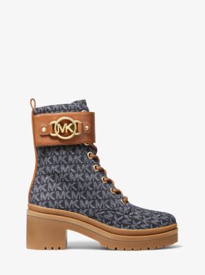 Rory Denim Logo Jacquard Combat Boot | Michael Kors