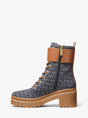 Rory Denim Logo Jacquard Combat Boot