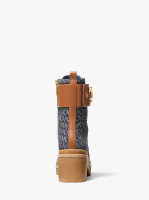 Rory Denim Logo Jacquard Combat Boot