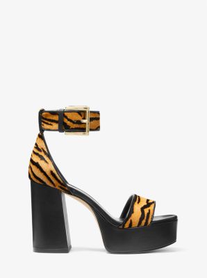 Tara Tiger Print Calf Hair Platform Sandal