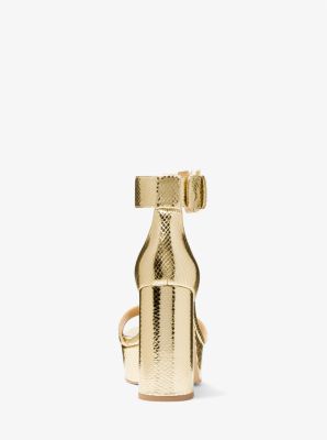 Tara Metallic Snake Embossed Leather Platform Sandal