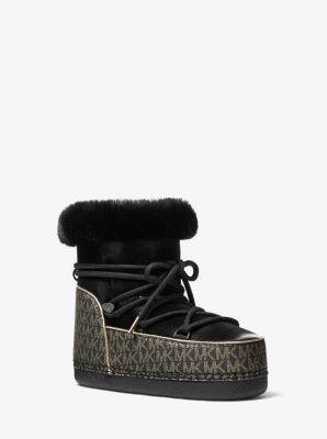 Zelda Metallic Logo and Velvet Boot | Michael Kors