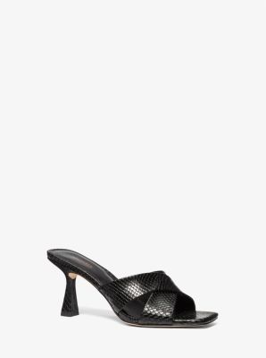 Mule Clara en cuir effet serpent en relief image number 0