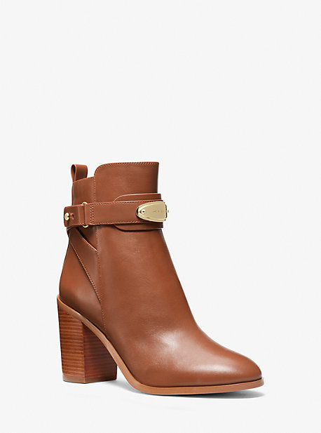 MK Darcy Leather Ankle Boot - Luggage Brown - Michael Kors