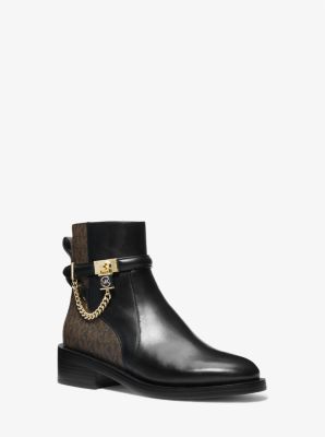 Hamilton Embellished Leather and Logo Ankle Boot