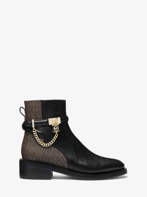 Hamilton Embellished Leather and Logo Ankle Boot | Michael Kors Canada