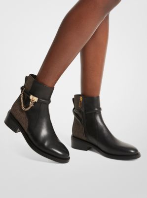 Hamilton Embellished Leather and Logo Ankle Boot