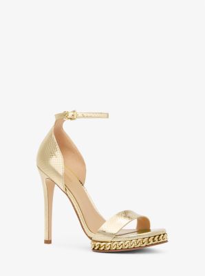 Jordyn Embellished Metallic Snake Embossed Leather Platform Sandal image number 0