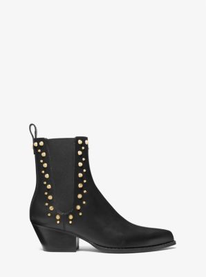 Kinlee Astor Studded Leather Ankle Boot in BLACK | Michael Kors