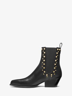 Kinlee Astor Studded Leather Ankle Boot in BLACK | Michael Kors