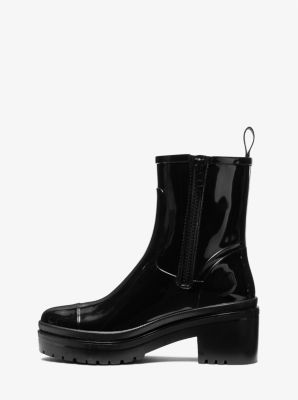 Michael Kors Womens 7 MK Logo Mid Rain Boots Rubber Bootie Black